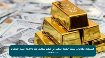 استقرار مفاجئ.. سعر الجنيه الذهب في مصر يتوقف عند 40,800 جنيه الأربعاء 24-9-2025
